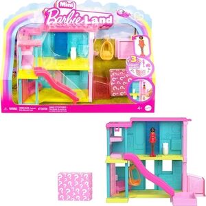 Mini BarbieLand Doll House Sets, Mini Dreamhouse With Surprise 1.5-inch Doll Toy
